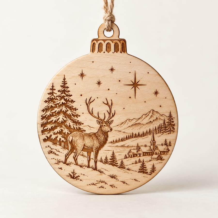 Engraved Christmas bauble (illustrative image)