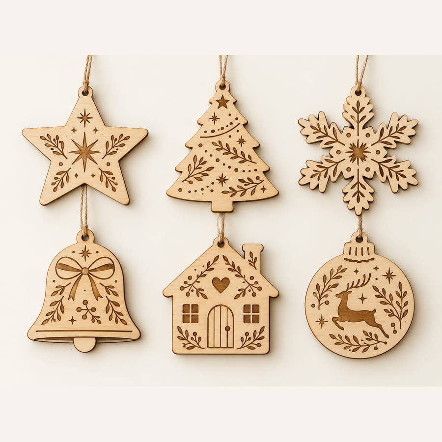 Christmas ornaments engraved with names (illustrative image)
