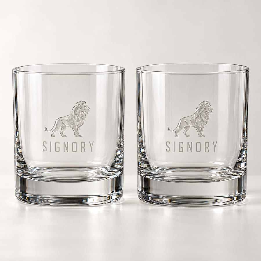 Engraved glasses or flutes, set of 2 (illustrative image)